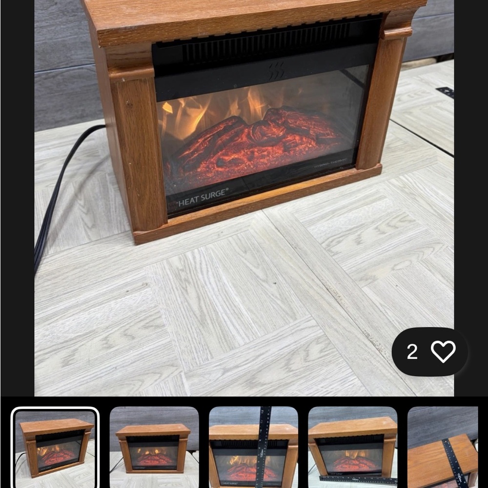 Electric Fireplace Heater in Brown - Picture 5 of 7